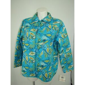 BRECKENRIGDE WOMENS PLUS BLUE PRINT QUILTED ZIP JACKET SIZE 2X / 20W  NWT  D141